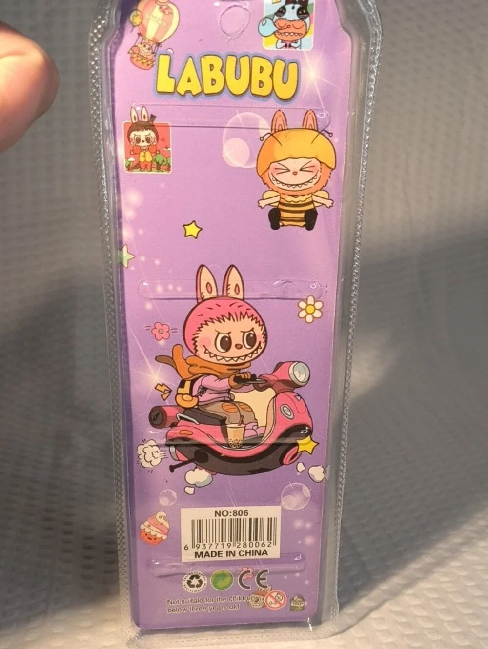 Labubu Purple Kids Stationery Set - Pencils, Ruler, Sharpener & Eraser